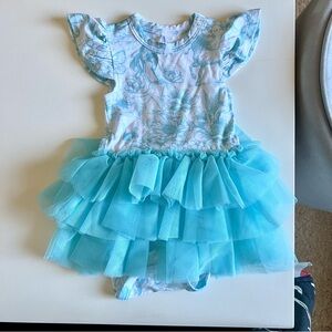 Posh Peanut Floral & Horse Print Ruffle Tulle Bodysuit Dress